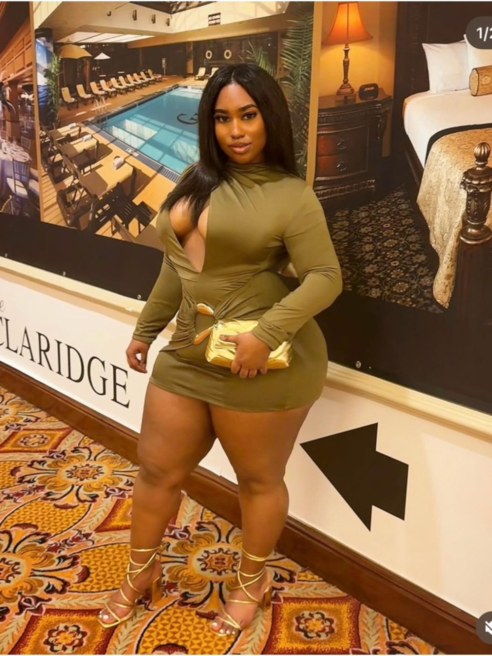 Fashion Nova Olive Cutout Long-Sleeve Bodycon Mini Dress